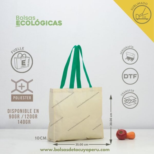 Bolsa de tocuyo con fuelle de 30x35x10 para sublimar