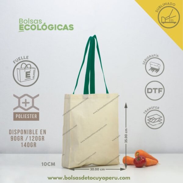 Bolsa de tocuyo con fuelle de 35x30x10 para sublimar