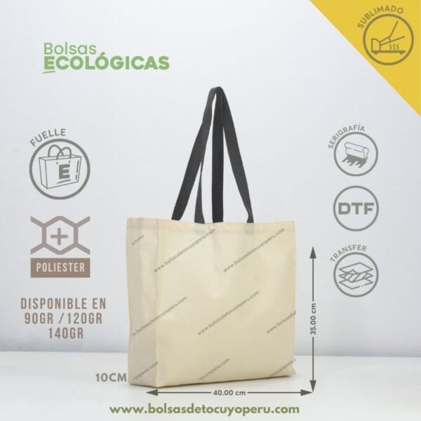 Bolsa de tocuyo con fuelle de 35x40x10 para sublimar