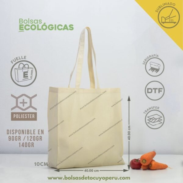 Bolsa de tocuyo con fuelle de 40x40x10 para sublimar